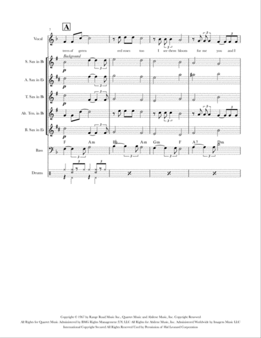 What A Wonderful World Saxophone Quartet scores gallery preview page 4