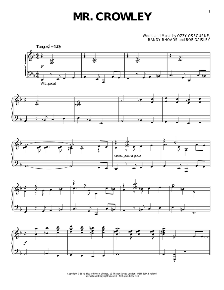 Mr. Crowley [Jazz version] Piano Solo scores gallery preview page 1