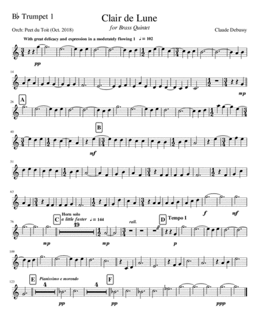 Clair de Lune - Claude Debussy (Brass Quintet) image number null