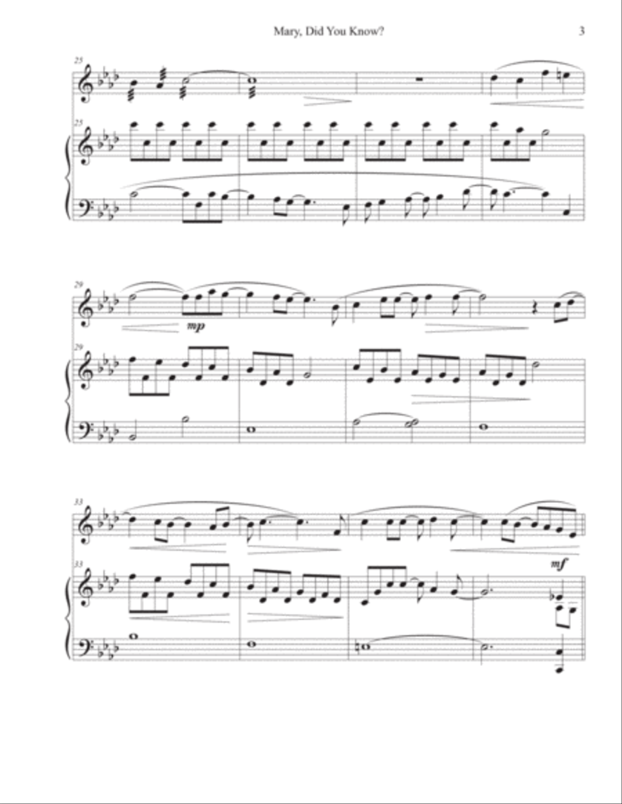 Mary, Did You Know? Violin Solo scores gallery preview page 3