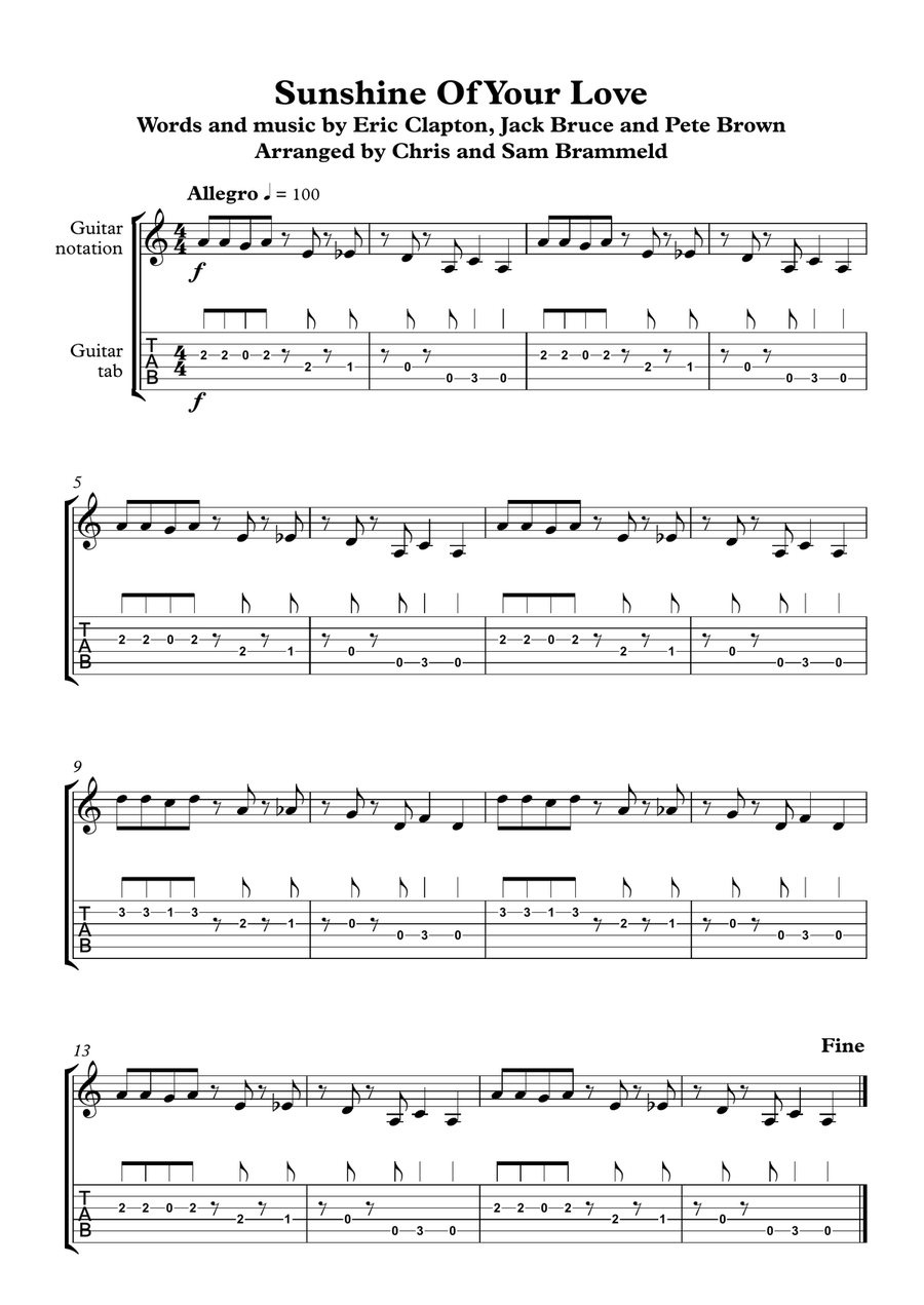 上品コーデはコレで安心！ Sunshine Of Digital - Tablature Guitar - Cream by Love Your アート・デザイン・音楽