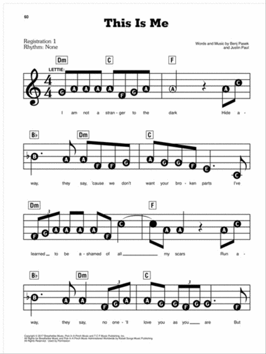The Greatest Showman Electronic Keyboard scores gallery preview page 5