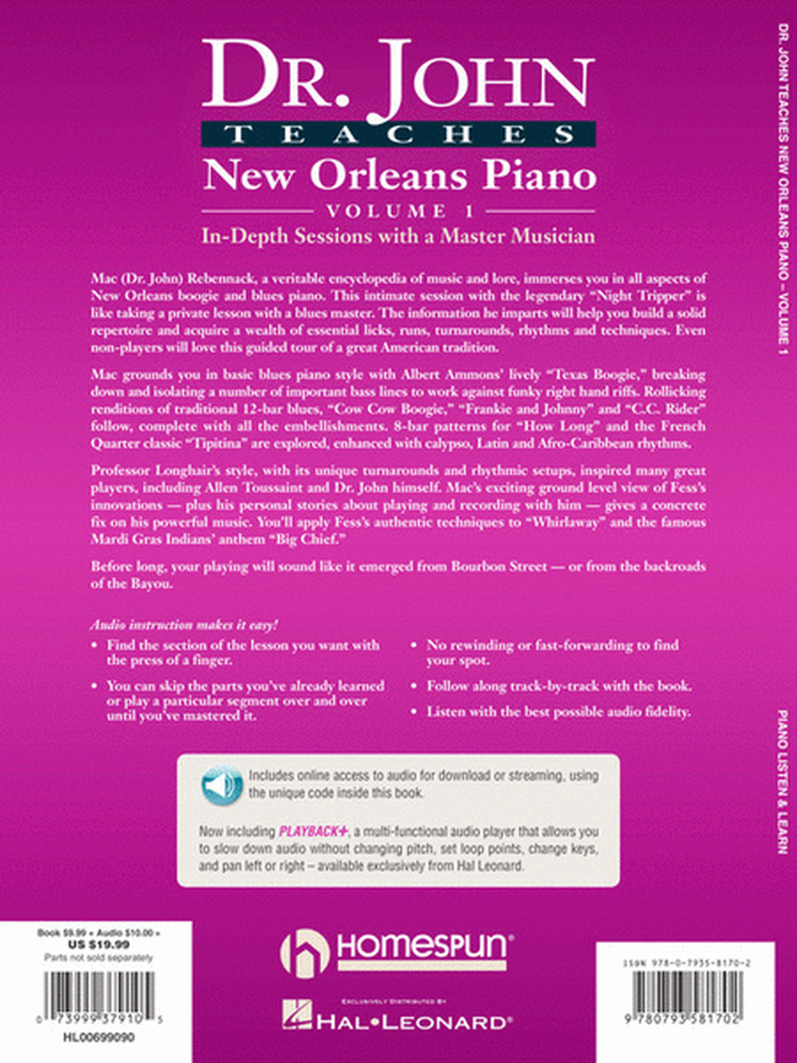 Dr. John Teaches New Orleans Piano – Volume 1 image number null