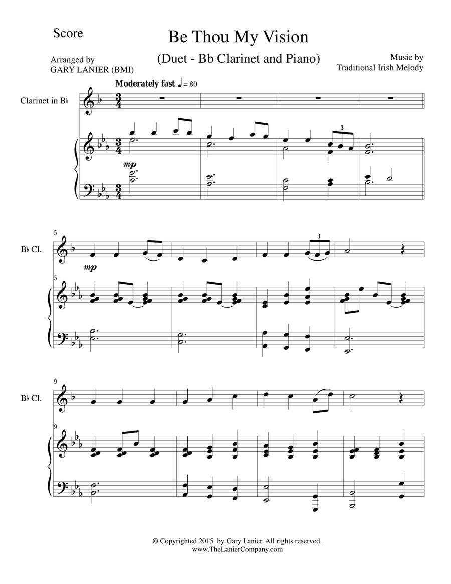 BE THOU MY VISION (Duet – Bb Clarinet and Piano/Score and Parts) Woodwind Duet scores gallery preview page 1