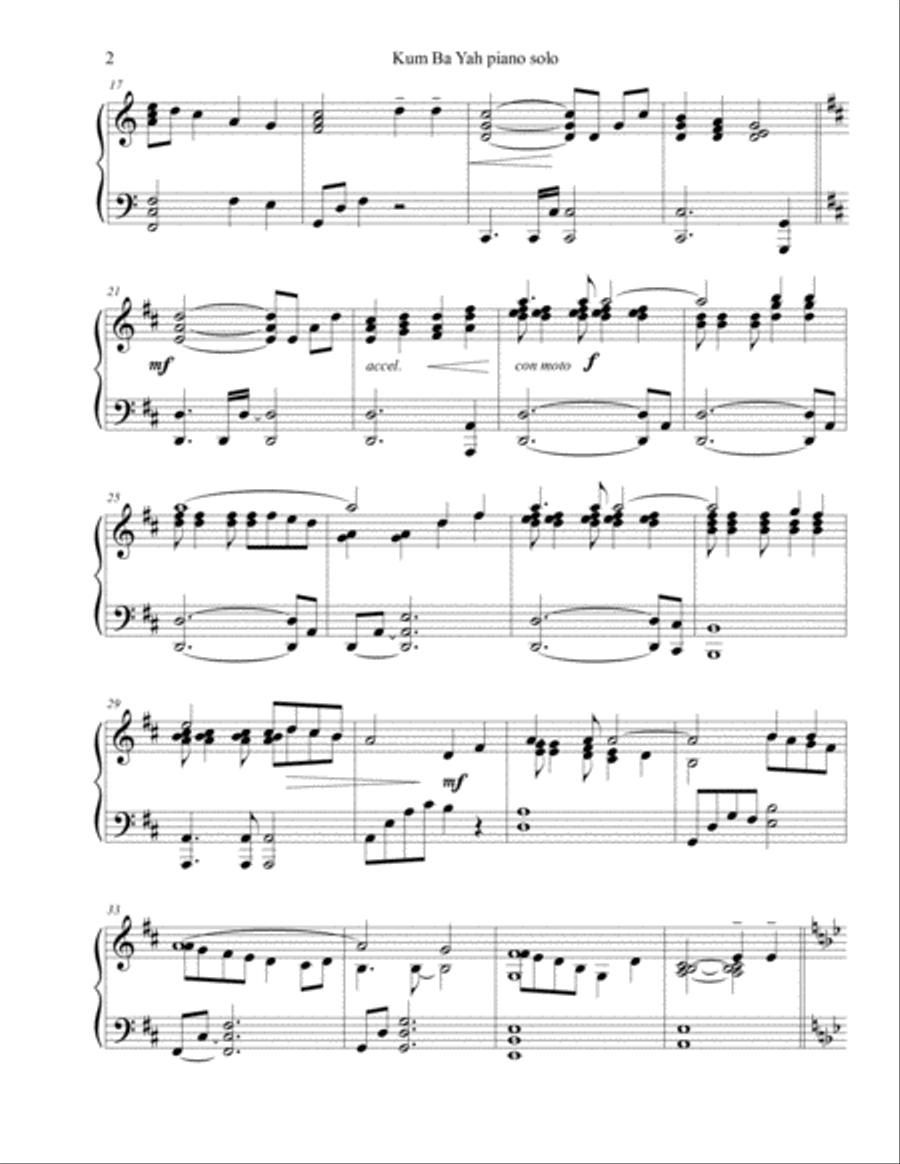 Kum Ba Yah Kum Ba Yah Piano Solo scores gallery preview page 2