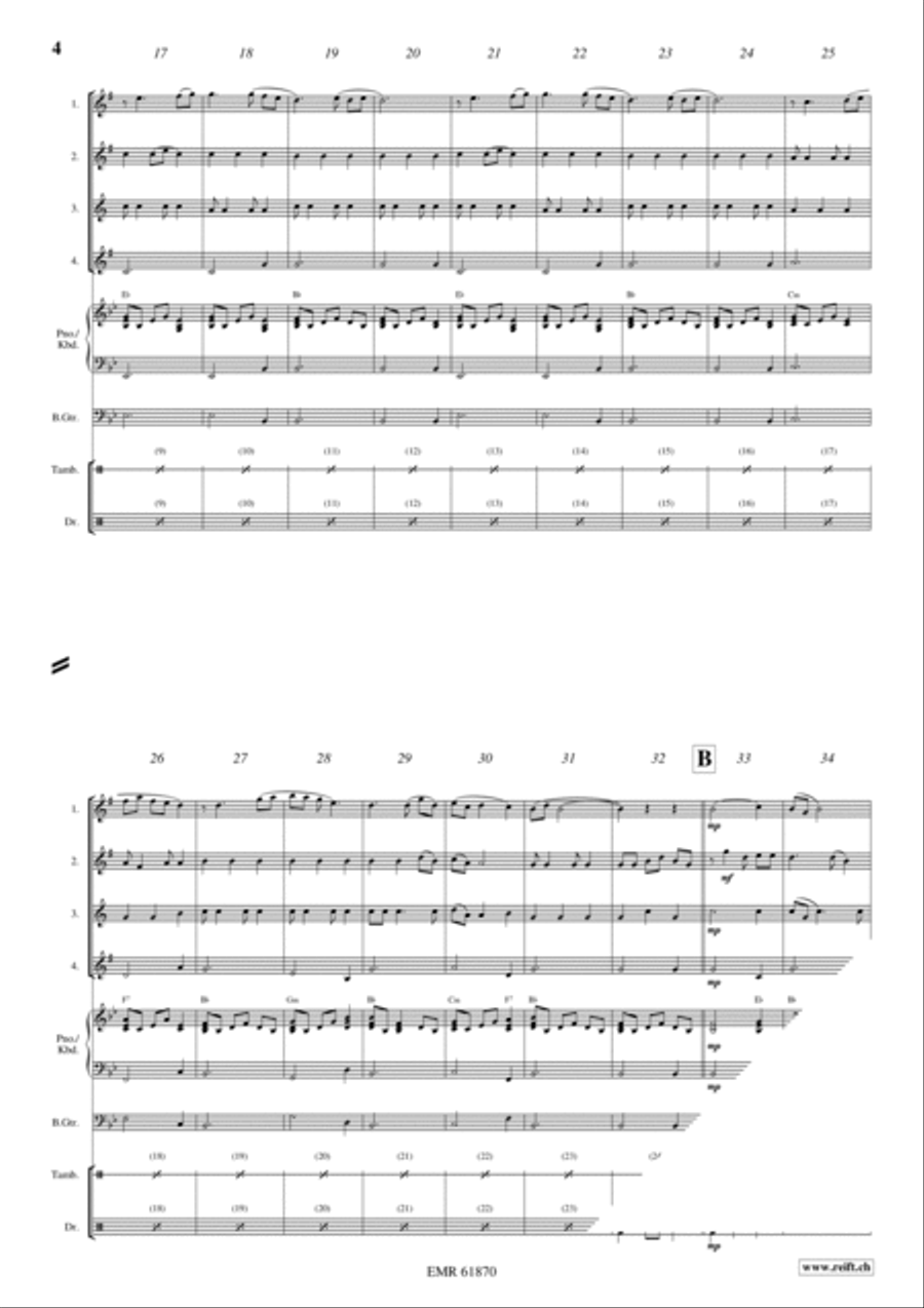 Sweet Christmas Night Saxophone Quartet scores gallery preview page 4