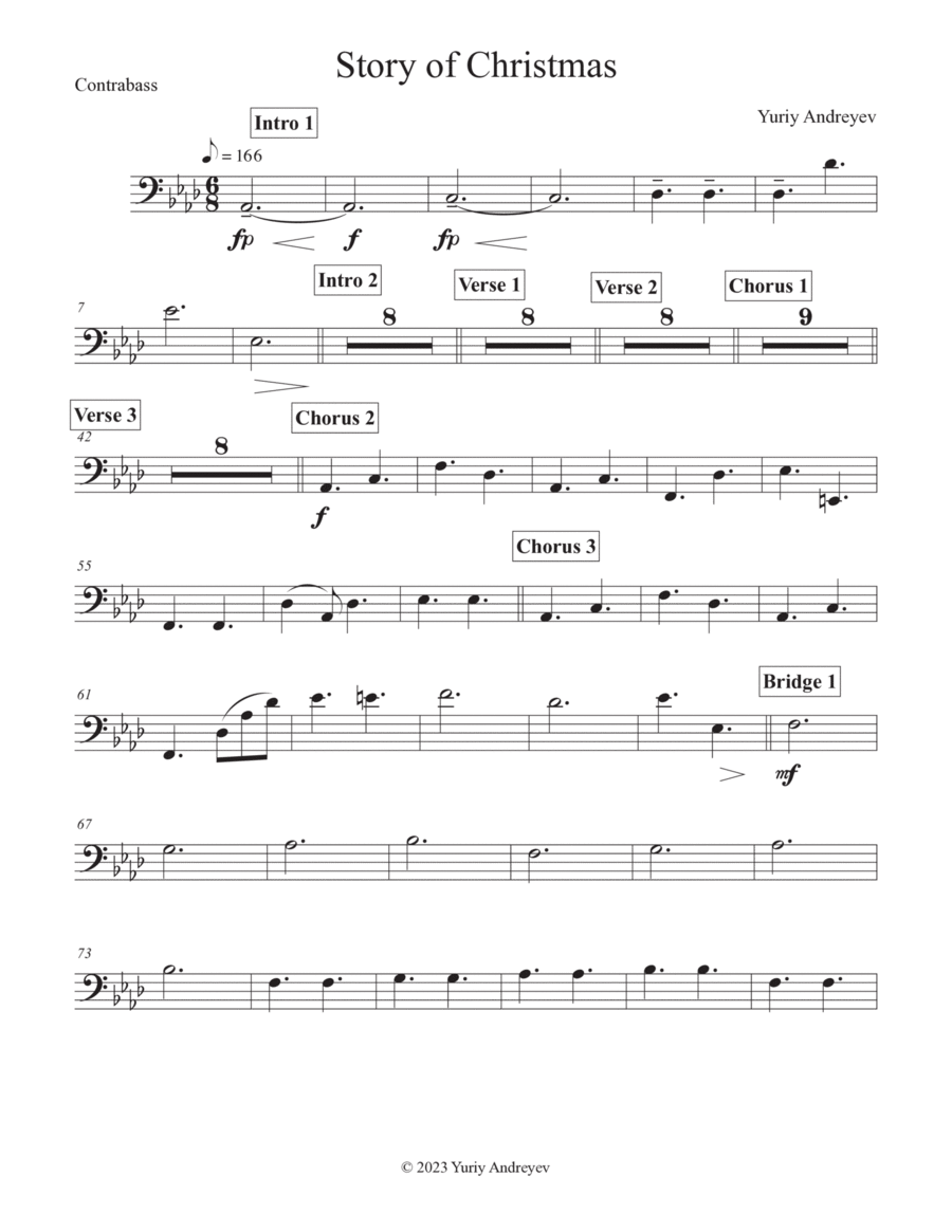 Story of Christmas Story of Christmas Double Bass scores gallery preview page 1