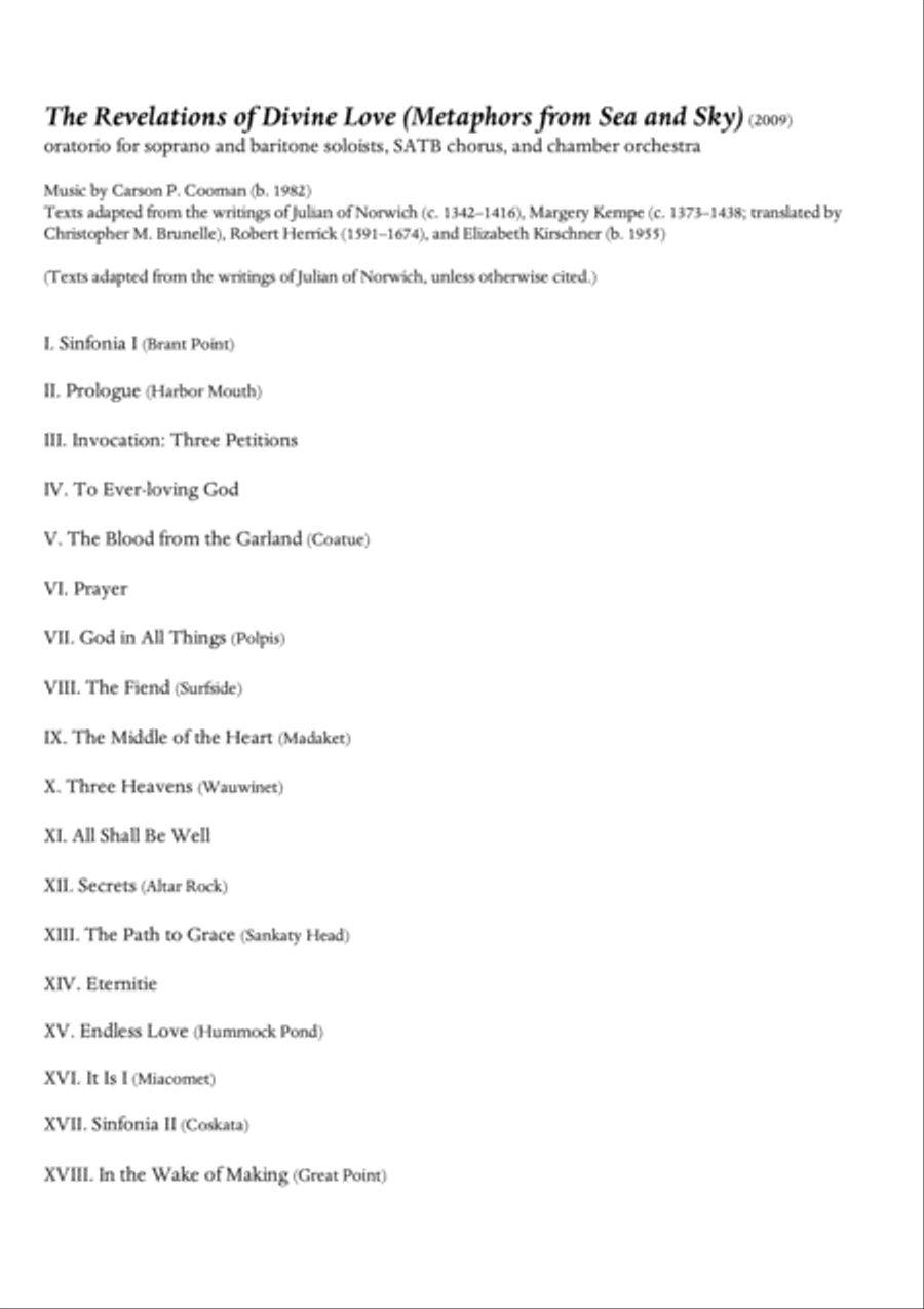 Carson Cooman: The Revelations of Divine Love (Metaphors from Sea and Sky) (2009) oratorio for sopra 4-Part scores gallery preview page 2