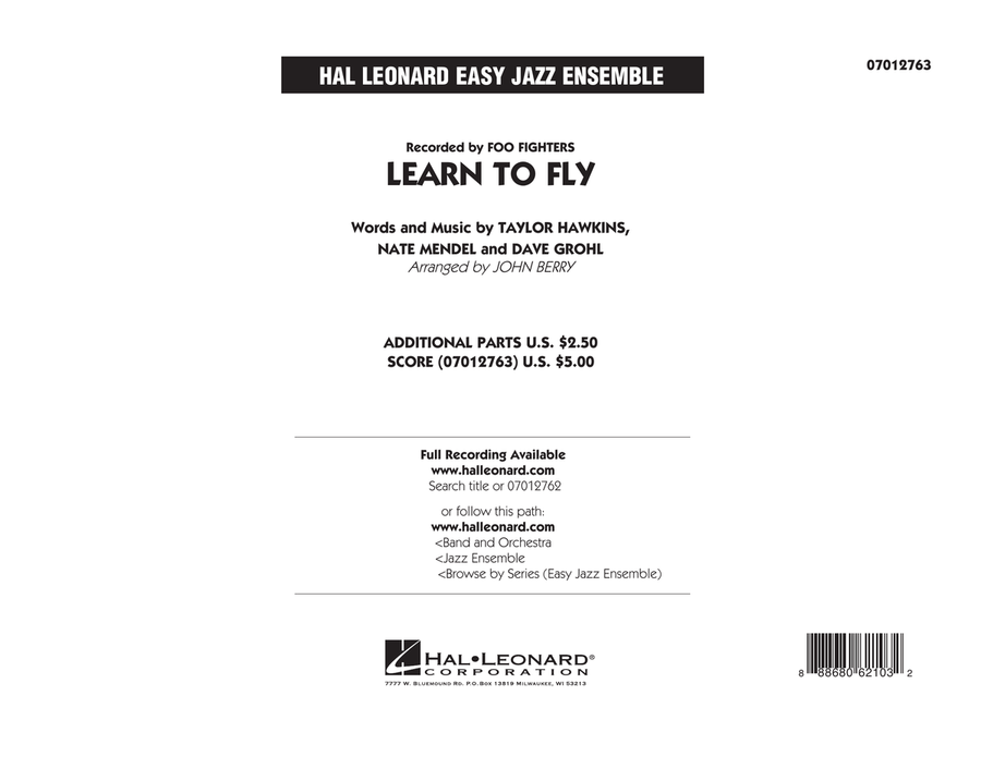 Learn to Fly - Conductor Score (Full Score) Jazz Ensemble scores gallery preview page 1