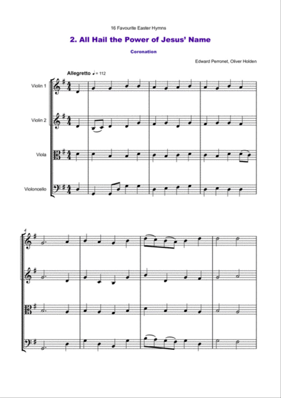 16 Favourite Easter Hymns for String Quartet String Quartet scores gallery preview page 4