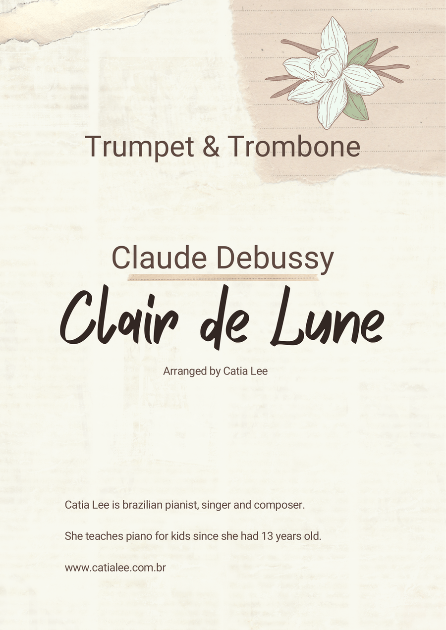 Clair de Lune - Claude Debussy - Trumpet & Trombone Brass Duet scores gallery preview page 1