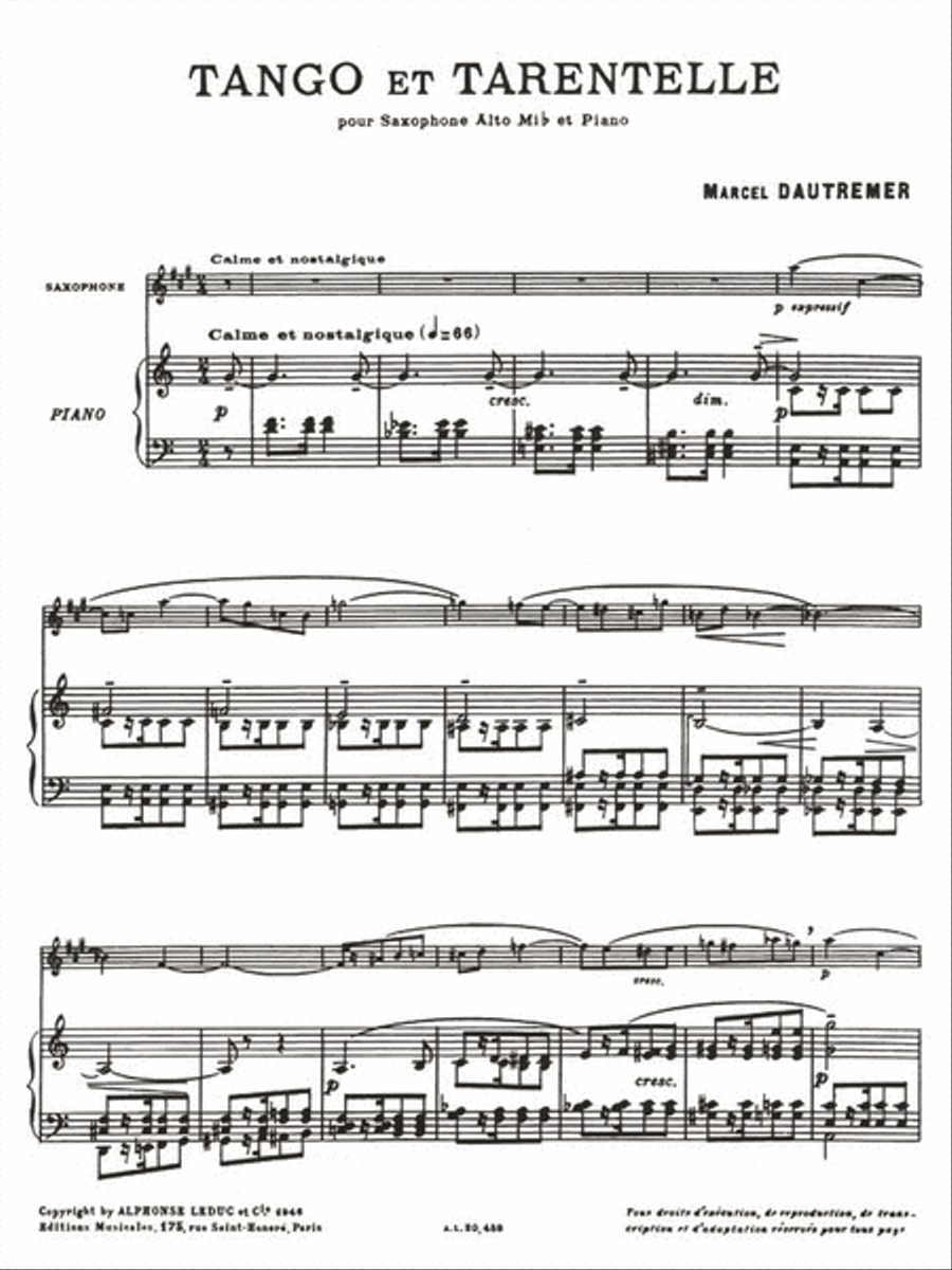 Tango et Tarentelle Alto Saxophone scores gallery preview page 2
