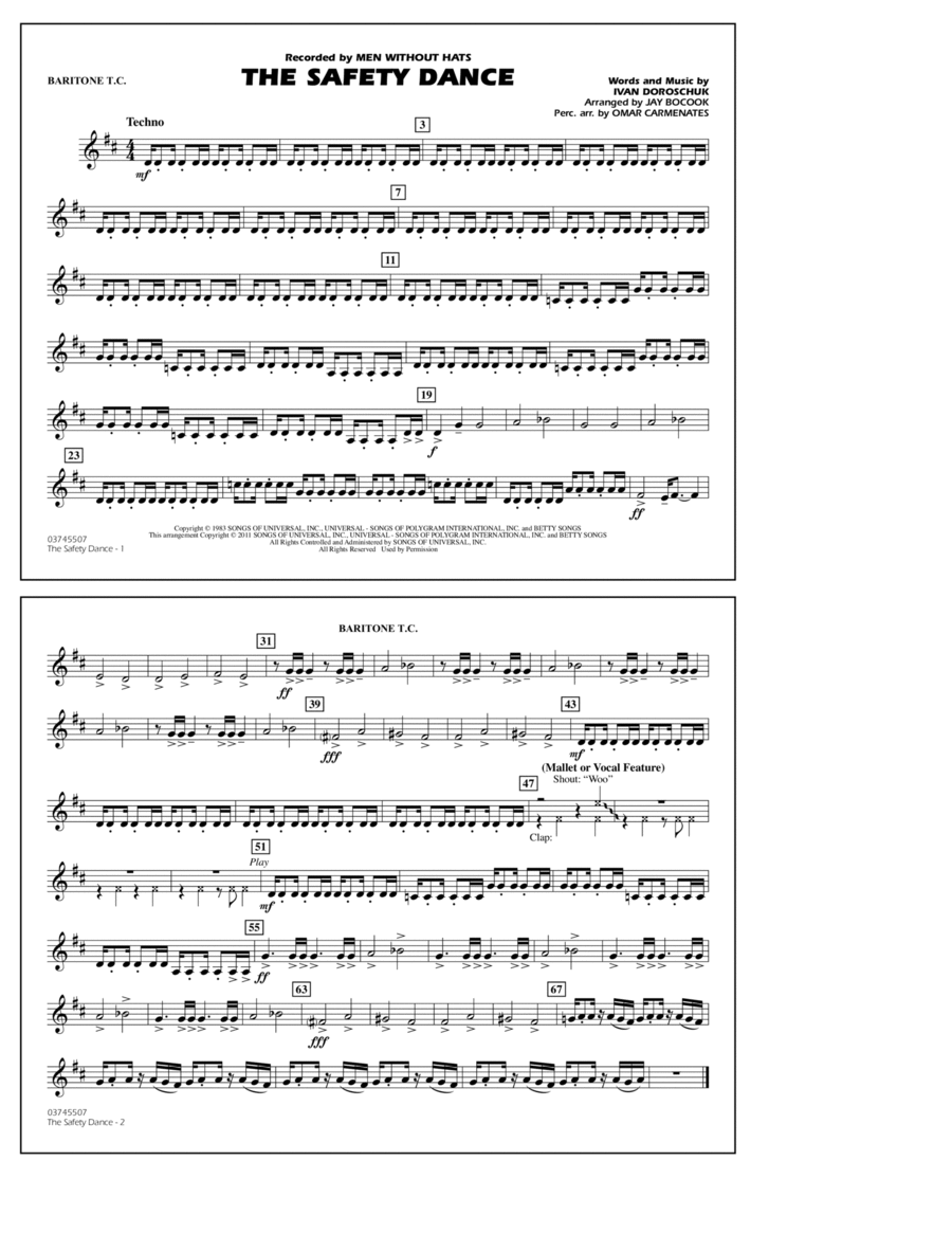 The Safety Dance - Baritone T.C. Marching Band scores gallery preview page 1