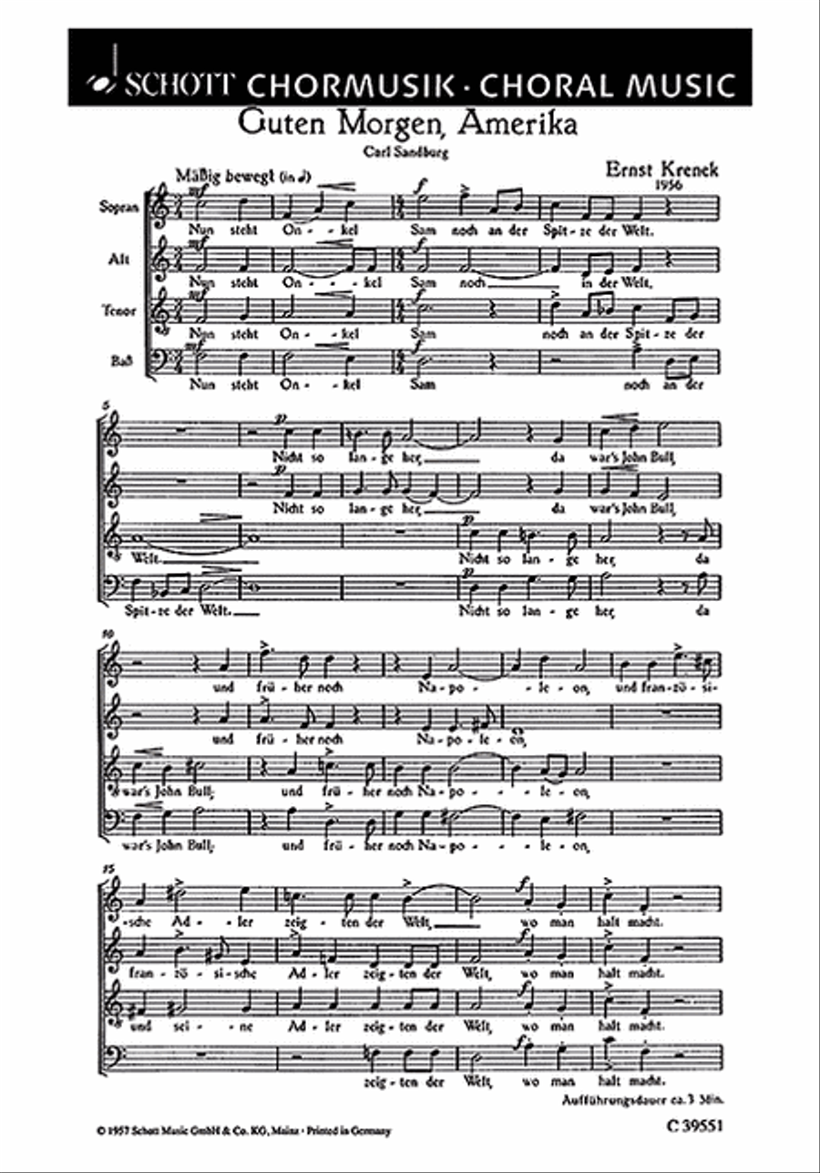 Guten Morgen, Amerika 4-Part scores gallery preview page 1