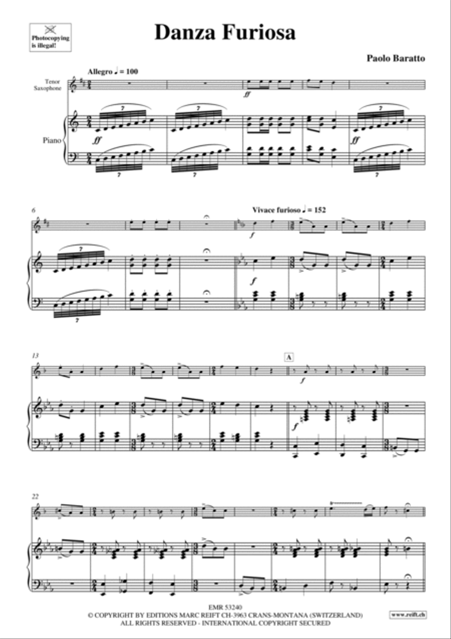 Danza Furiosa Tenor Saxophone scores gallery preview page 4