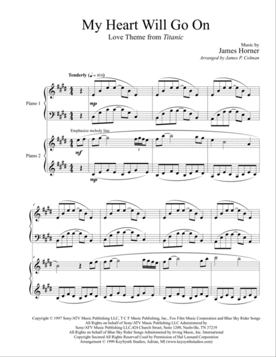 My Heart Will Go On (Love Theme from Titanic) 2 Pianos, 4-Hands scores gallery preview page 3