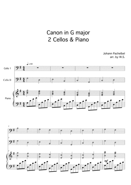Canon in G Major 2 Cellos & Piano image number null