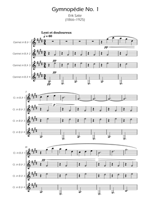 Gymnopedie No. 1 - Clarinet Quartet
