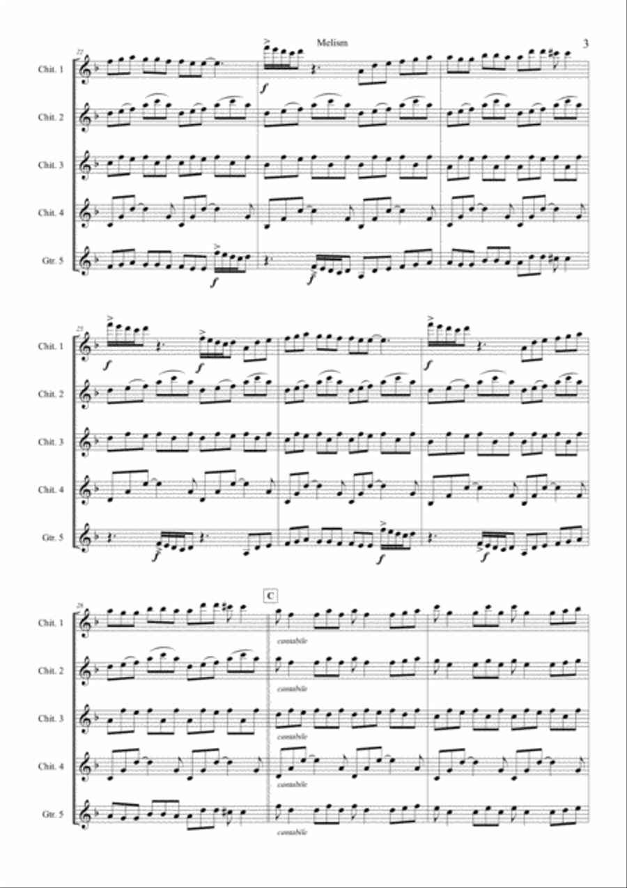 Melism - per 4 Chitarre e Basso Small Ensemble scores gallery preview page 5