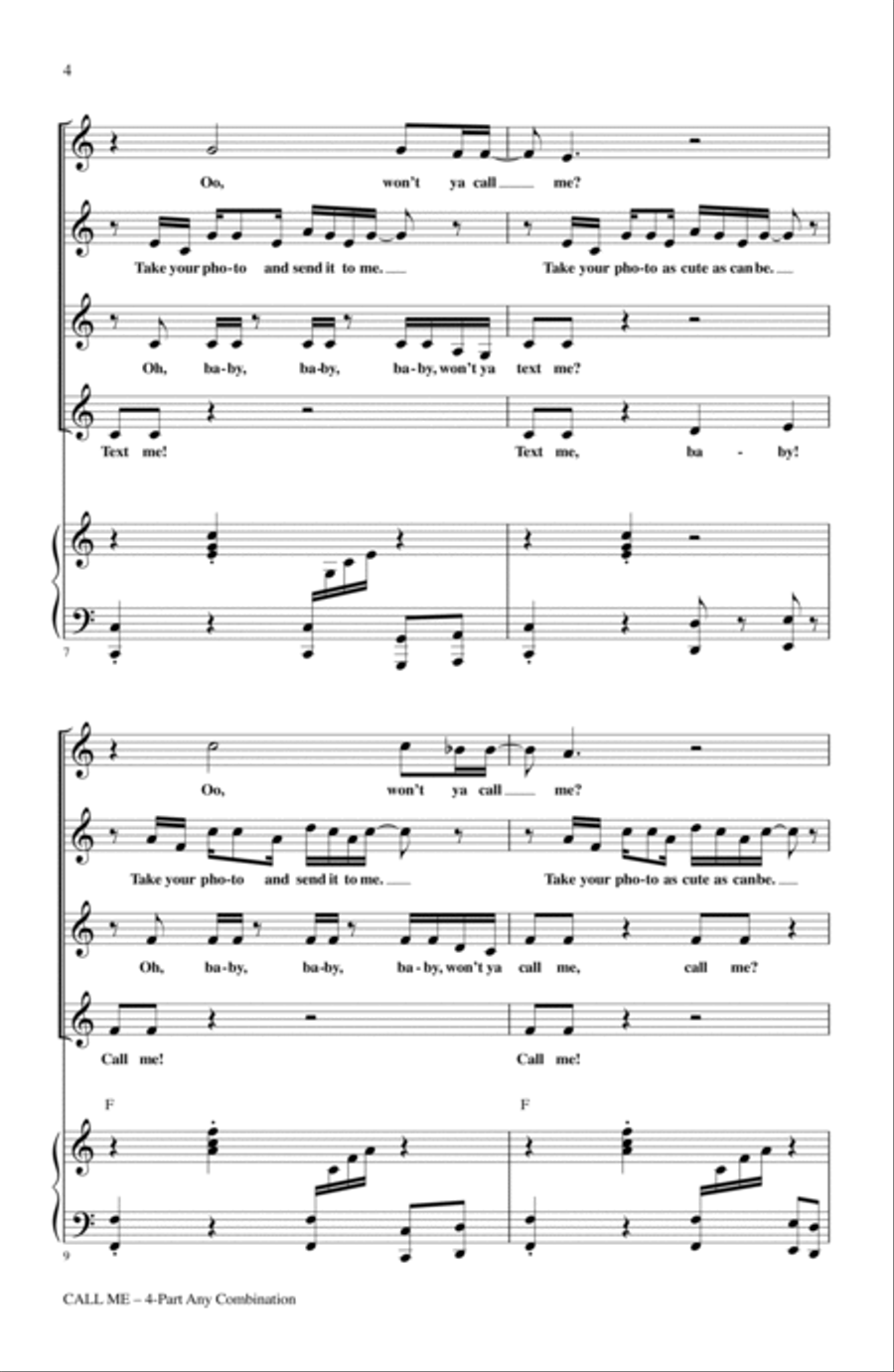 Call Me Call Me 4-Part scores gallery preview page 2