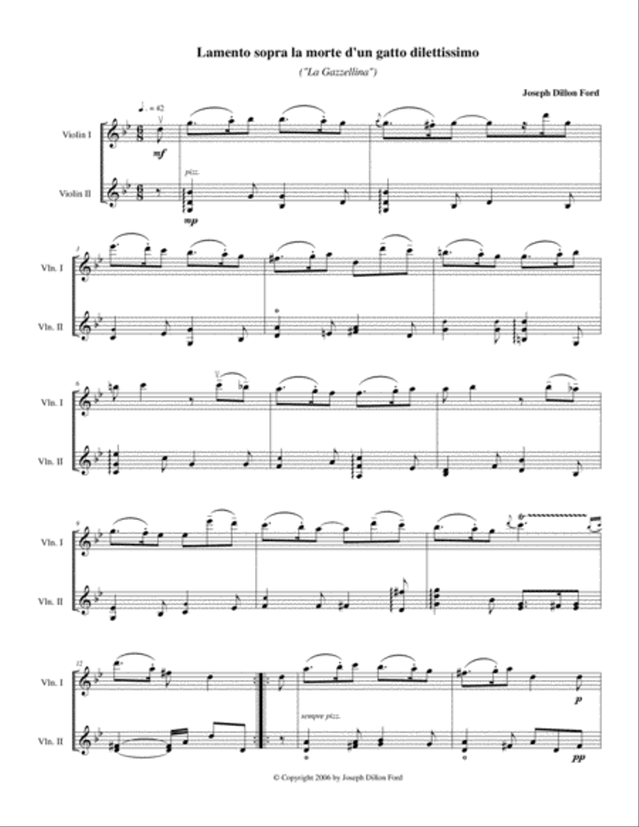Suite for Two Violins - 5 Lamento Violin Solo scores gallery preview page 1