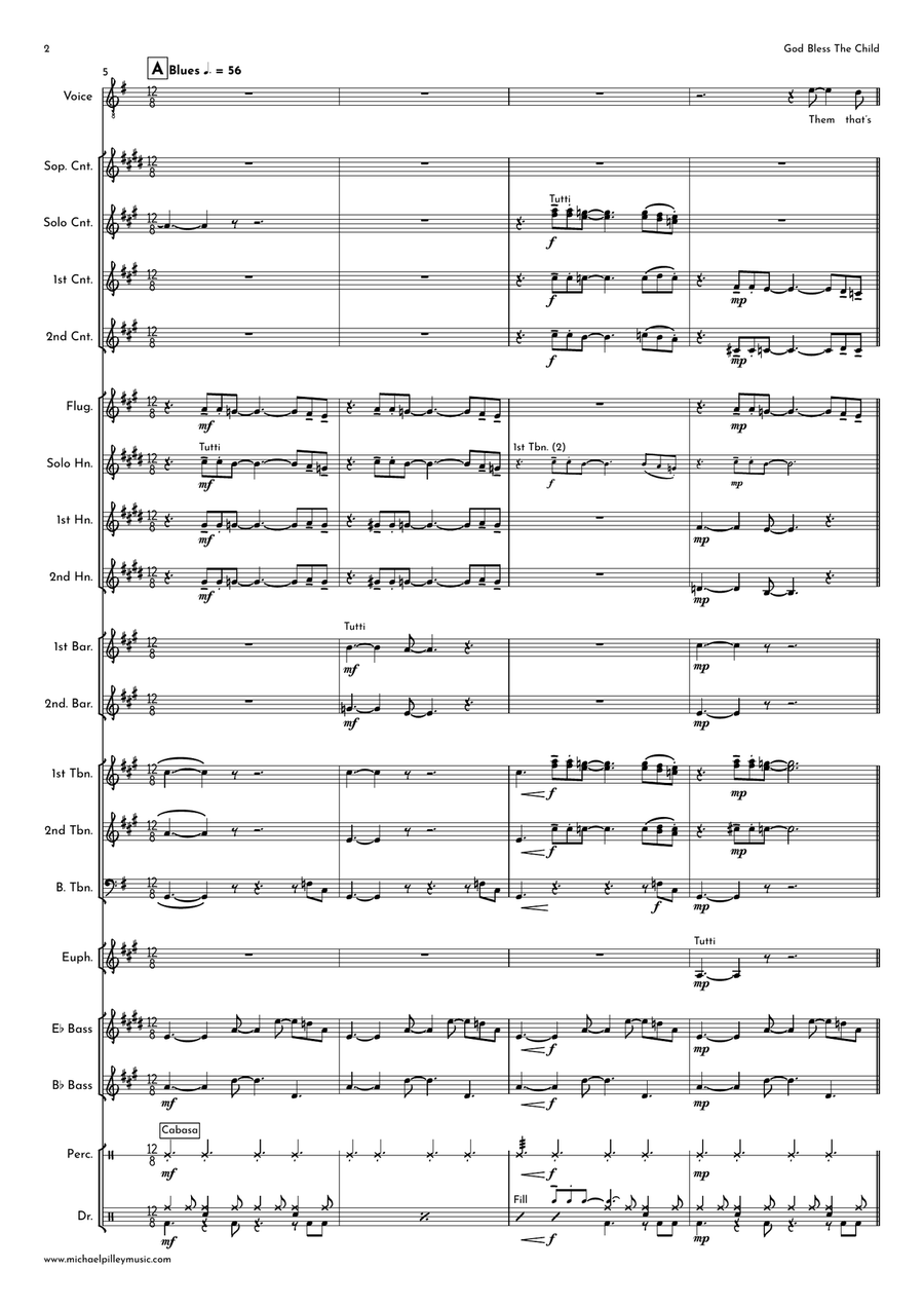 God Bless' The Child Brass Band scores gallery preview page 3