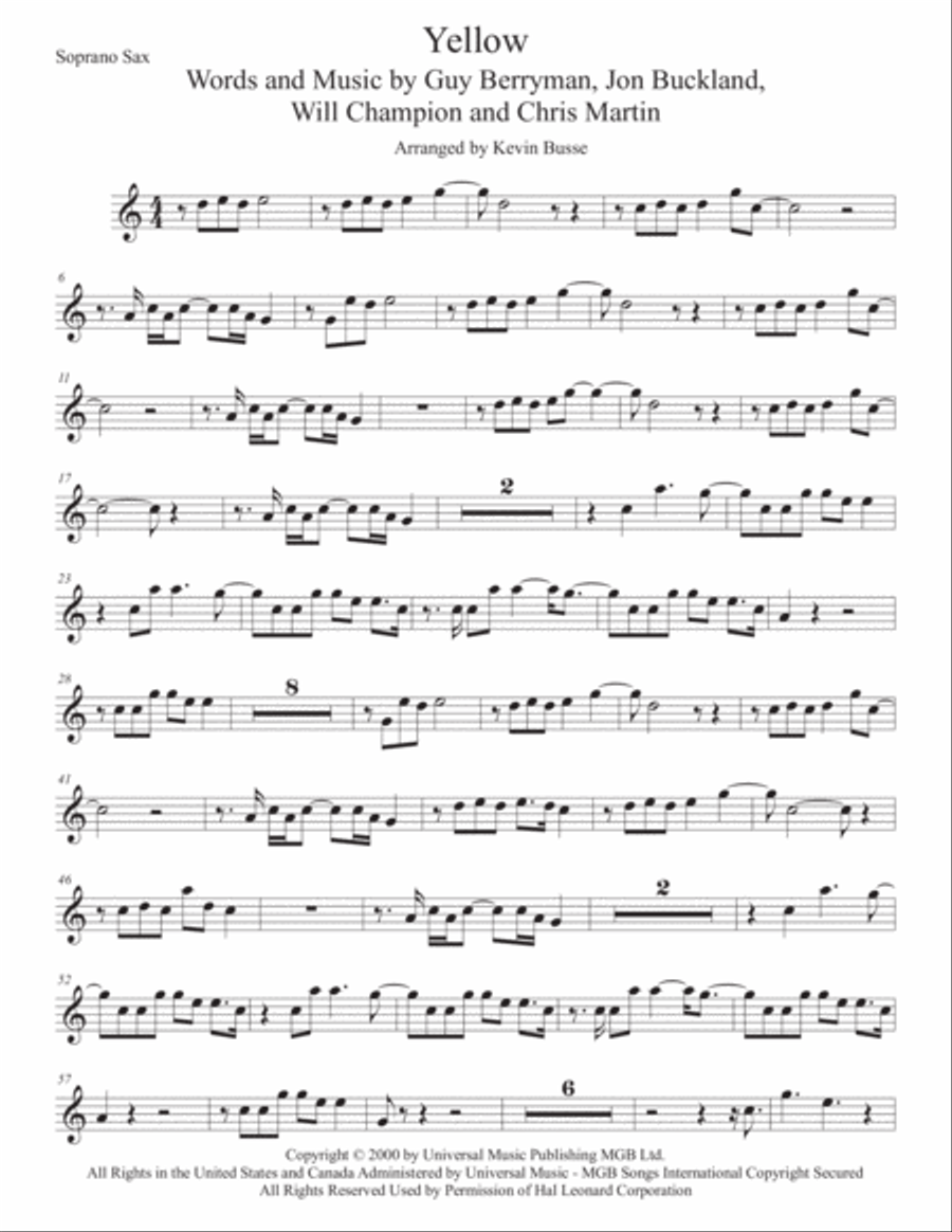 Yellow Soprano Saxophone scores gallery preview page 1