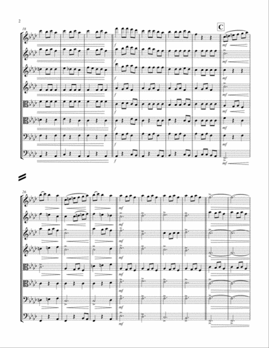 Carol of the Bells (F min) (String Octet - 4 Violin, 2 Viola, 1 Cello, 1 Bass) Cello scores gallery preview page 2