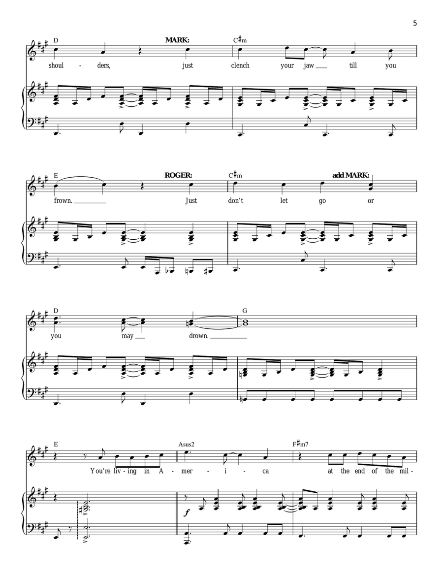What You Own (from Rent) Piano, Vocal scores gallery preview page 5