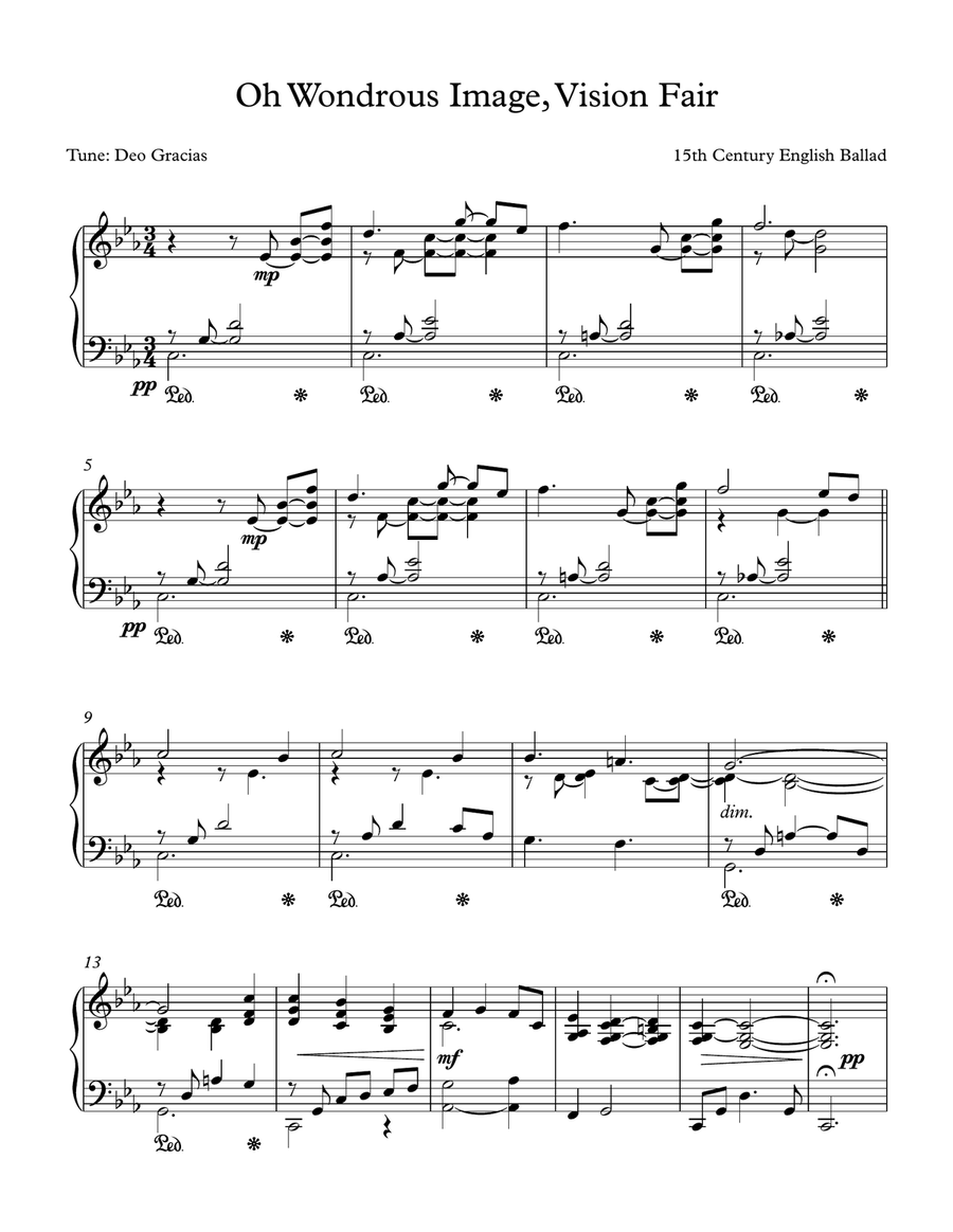 Oh Wondrous Image, Vision Fair (Deo Gracias) Piano Solo scores gallery preview page 1