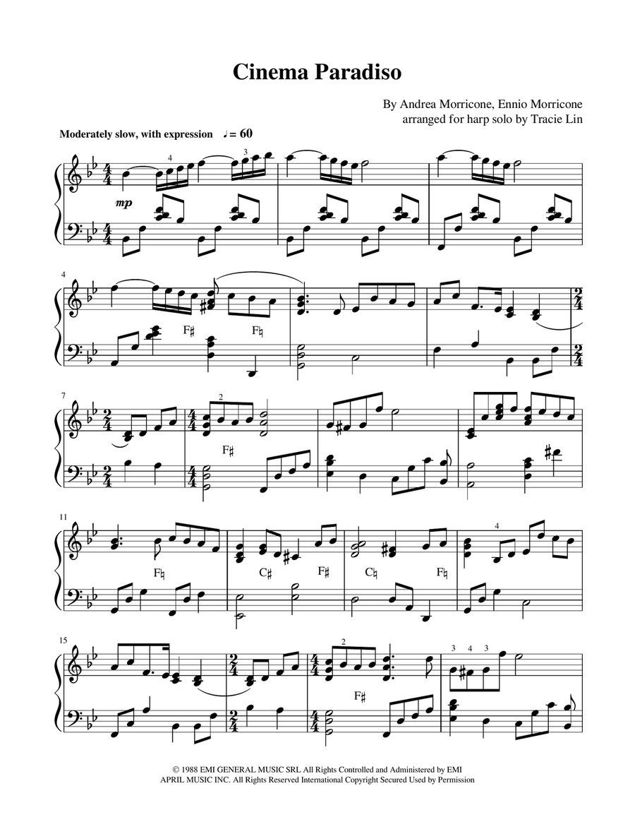Cinema Paradiso Harp scores gallery preview page 1