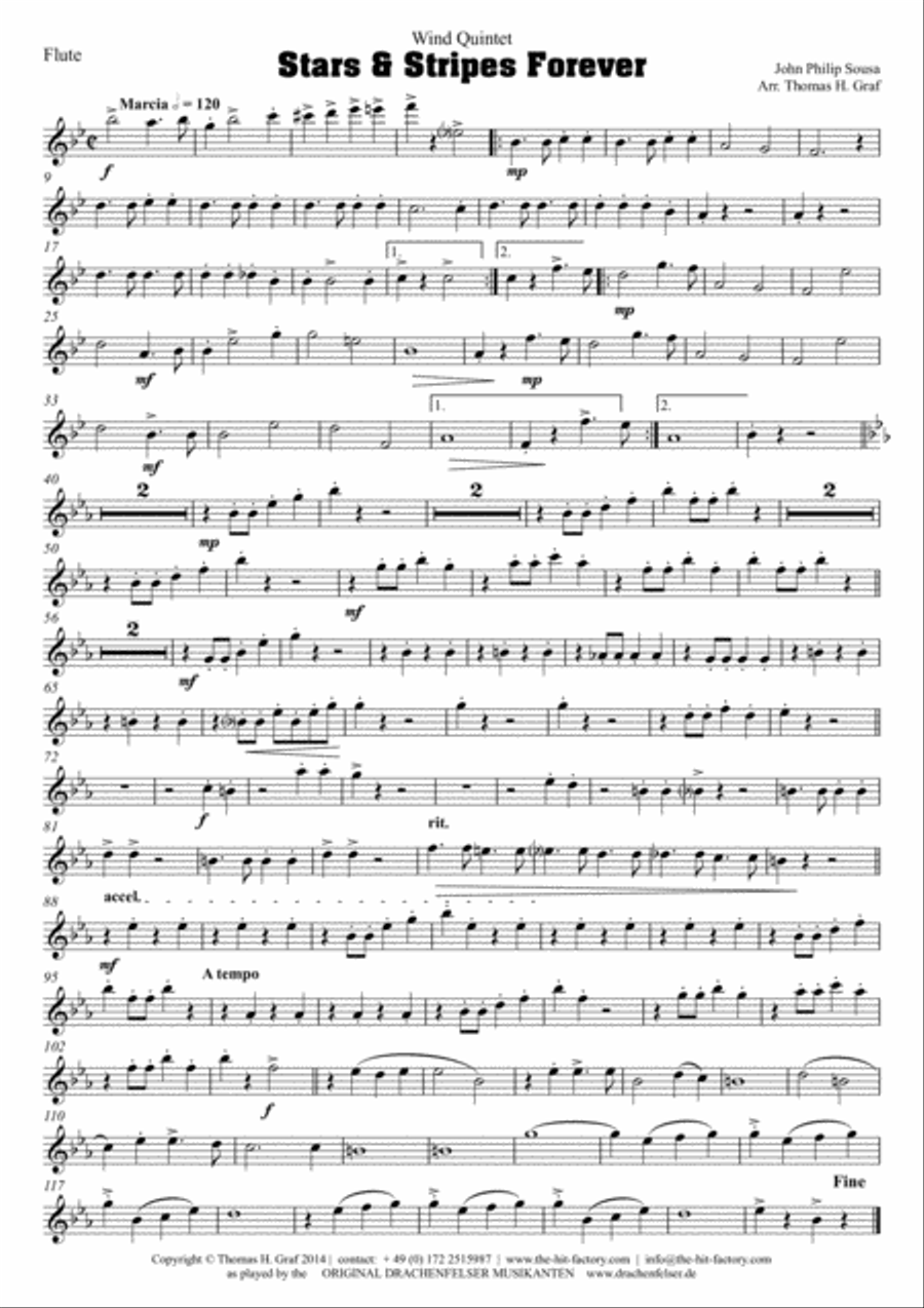 Stars and Stripes forever - Sousa - Wind Quintet Woodwind Quintet scores gallery preview page 5