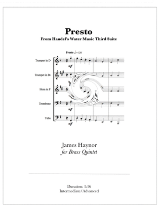 Presto from Handel's Water Music Third Suite for Brass Quintet