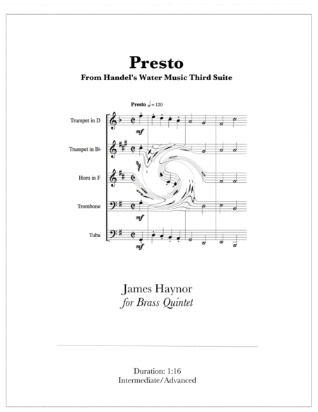 Presto from Handel's Water Music Third Suite for Brass Quintet image number null