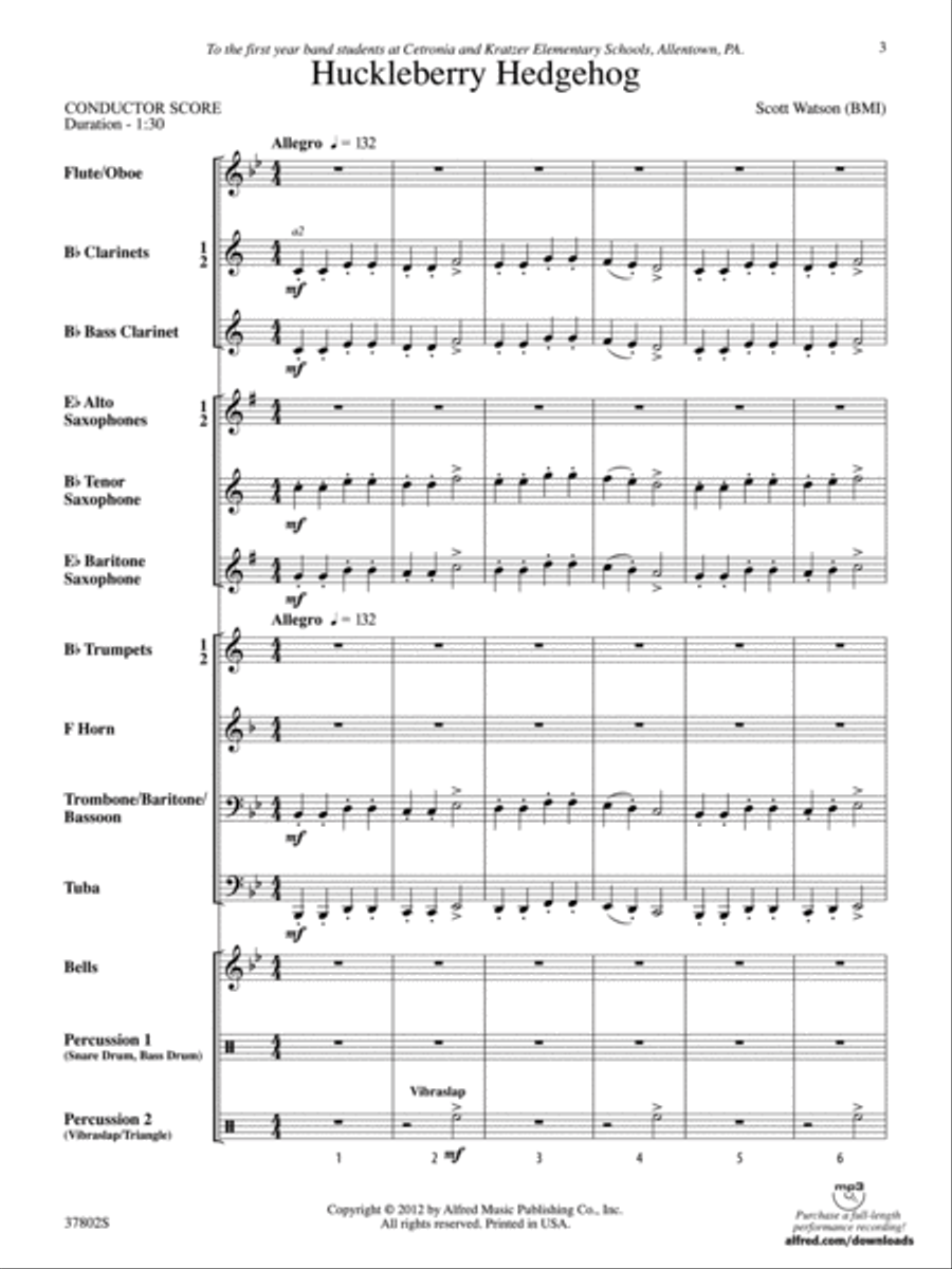 Huckleberry Hedgehog: Score Concert Band scores gallery preview page 3