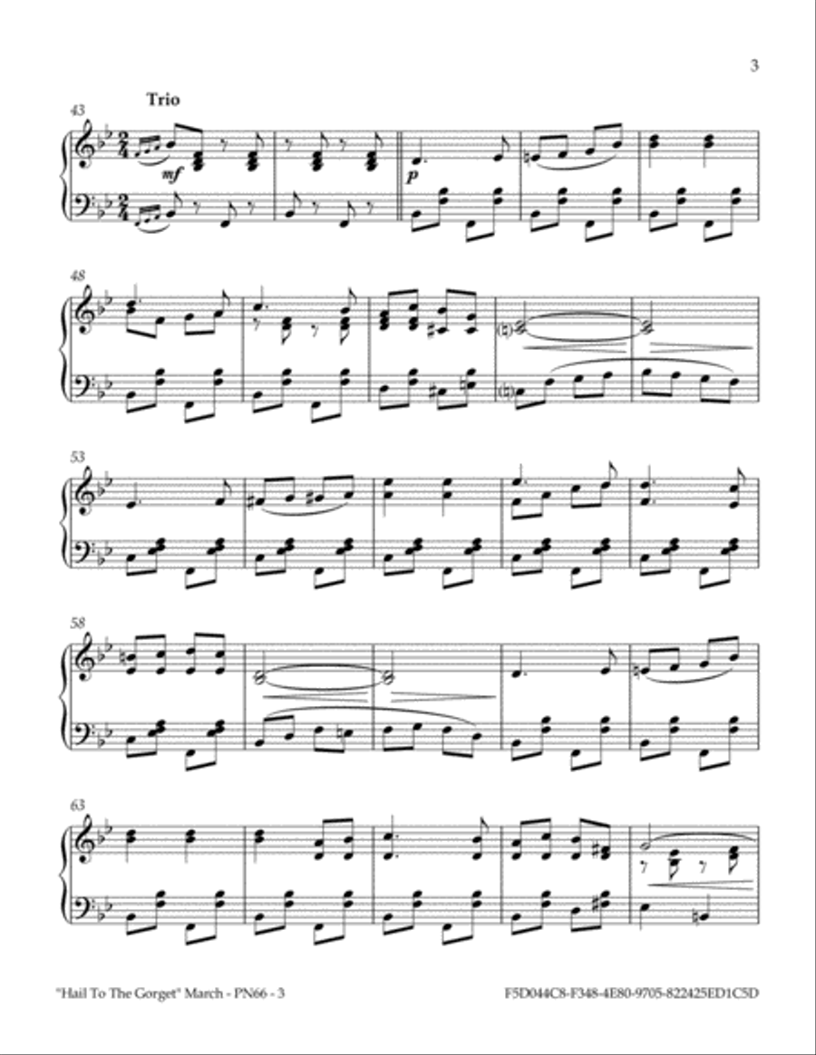 Hail To The Gorget March Piano Solo scores gallery preview page 3