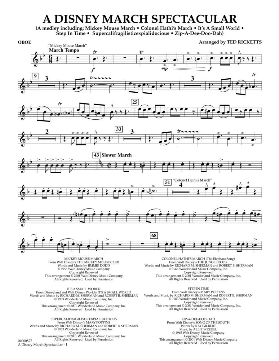 A Disney March Spectacular - Oboe Oboe scores gallery preview page 1