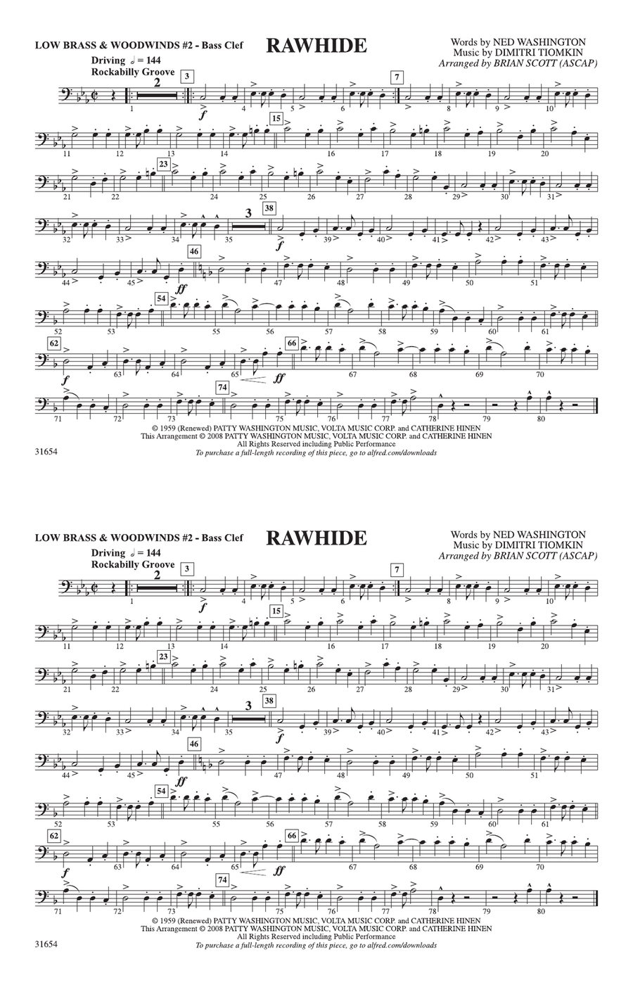 Rawhide: Low Brass & Woodwinds #2 - Bass Clef