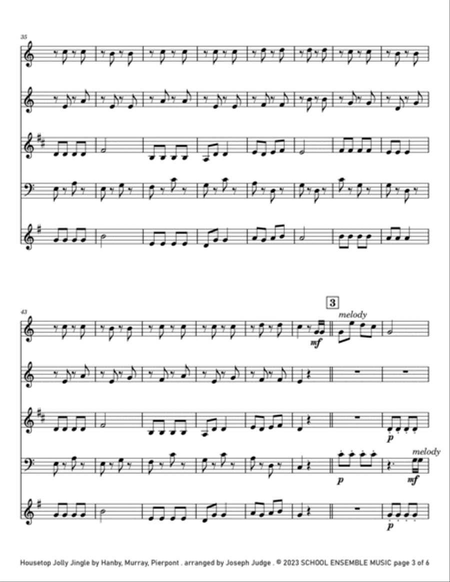 Housetop Jolly Jingle for Woodwind Quartet in Schools Woodwind Quartet scores gallery preview page 3