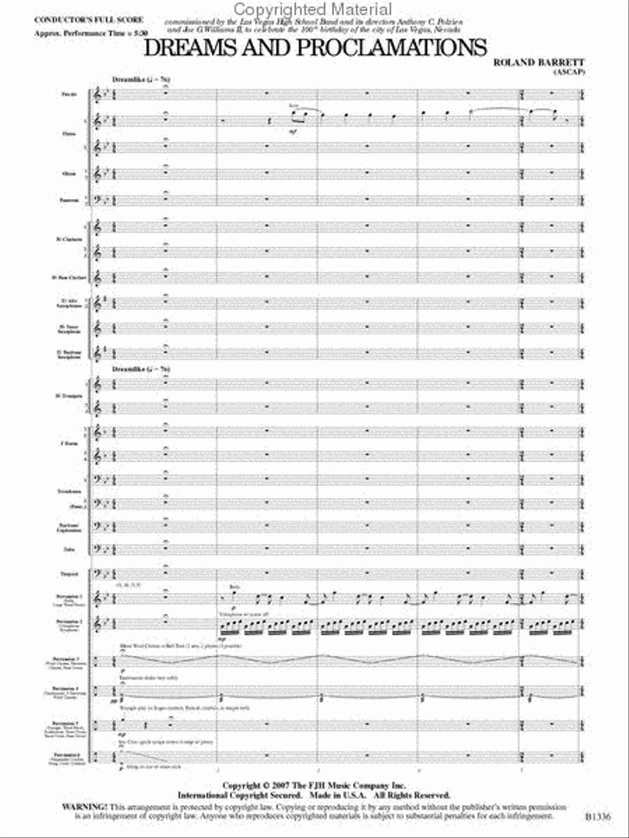 Dreams and Proclamations Concert Band scores gallery preview page 2