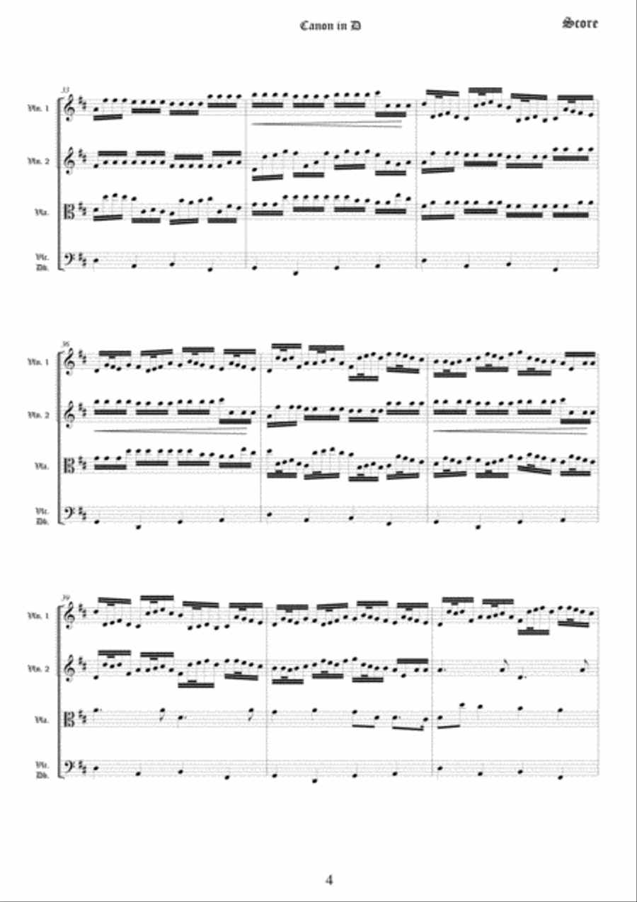 Canon in D - String Quartet or Orchestra version String Quartet scores gallery preview page 5