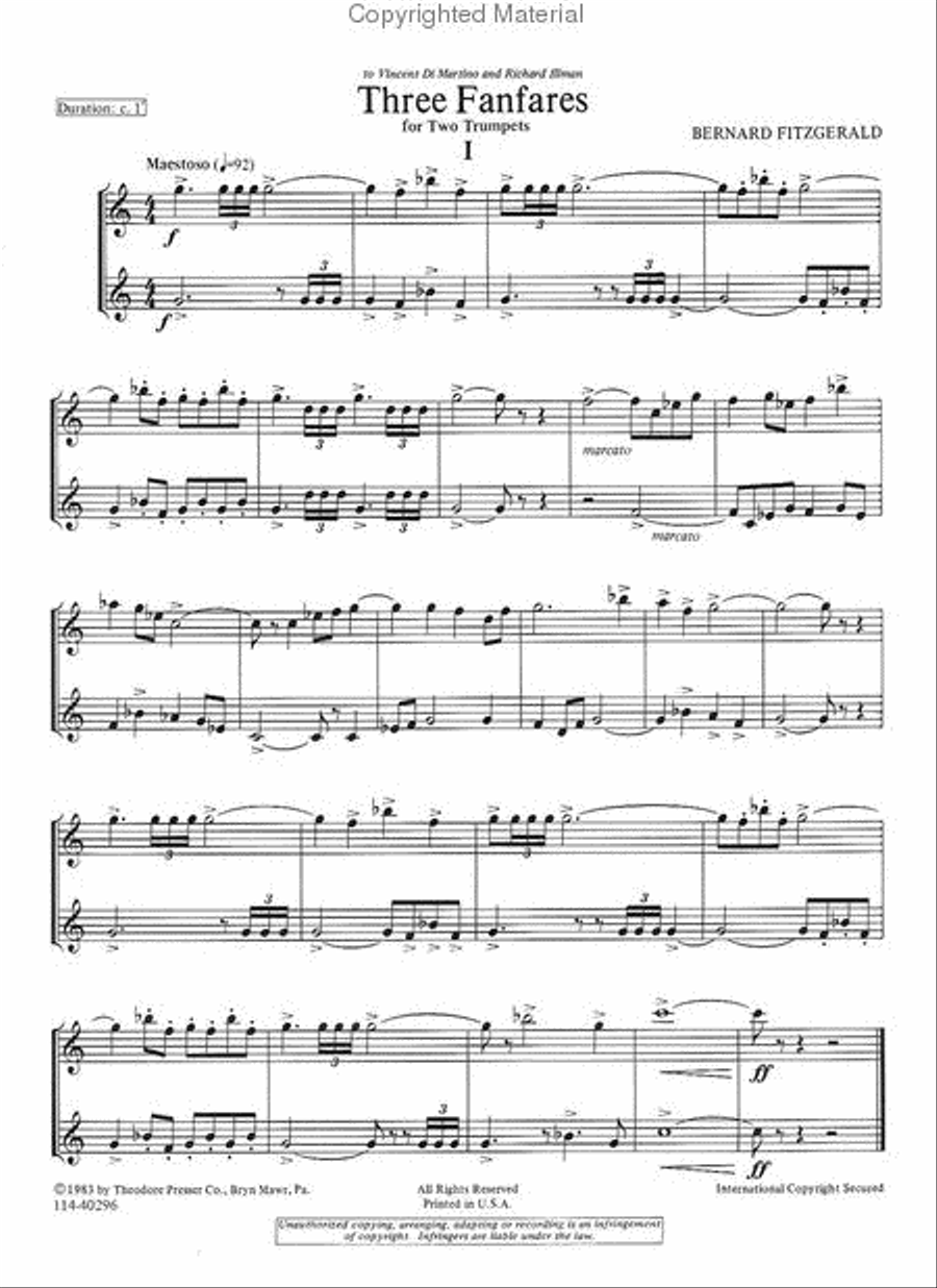 Three Fanfares Chamber Music scores gallery preview page 2