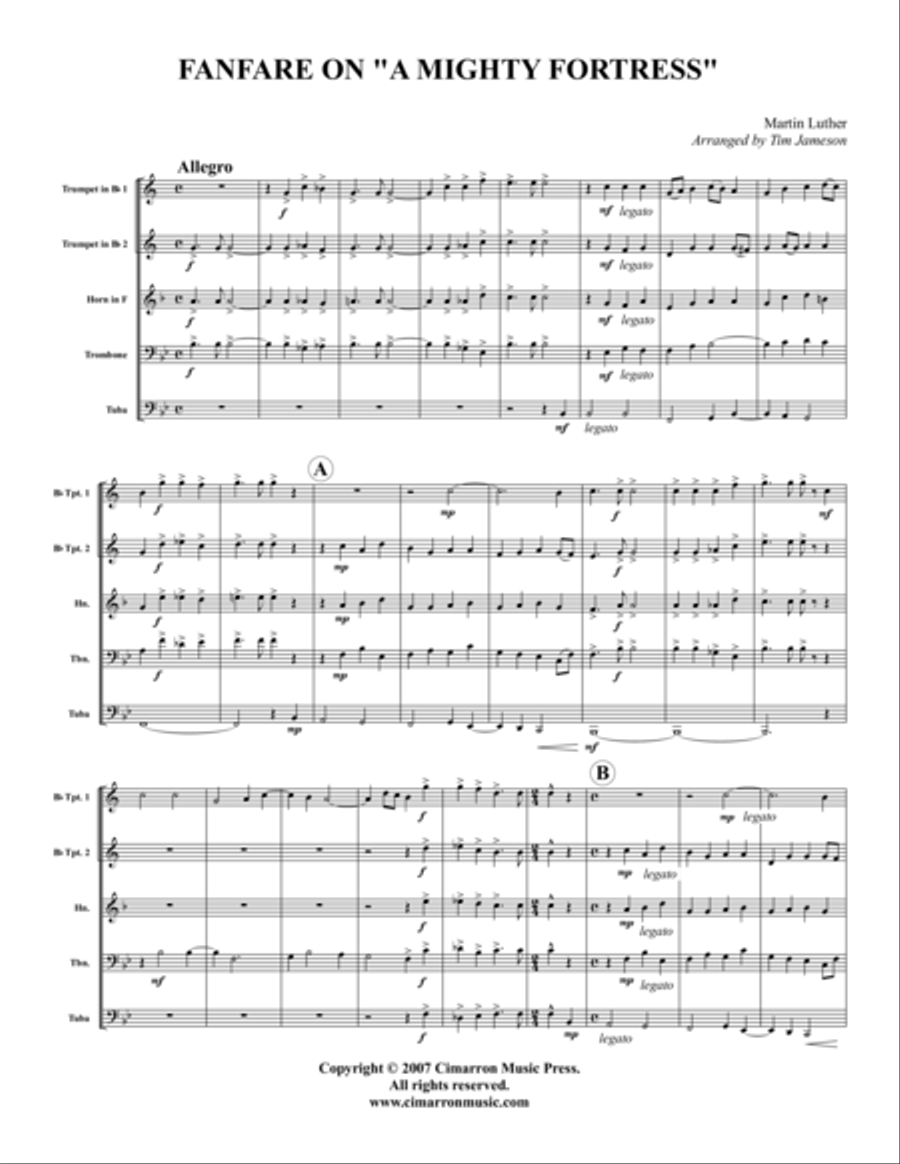 A Mighty Fortress Fanfare Brass Quintet scores gallery preview page 1