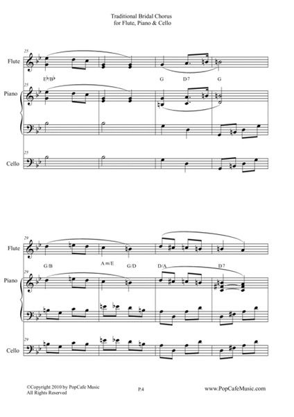 Traditional Bridal Chorus for Flute, Piano & Cello