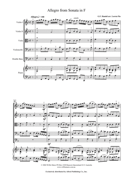 Allegro from Sonata in F: Score