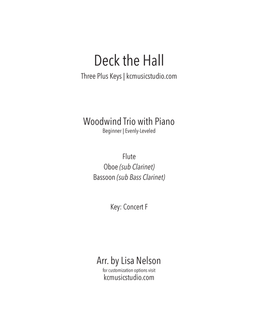 Deck the Halls for Woodwind Trio with Piano Accompaniment Small Ensemble scores gallery preview page 1
