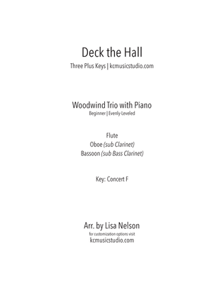 Deck the Halls for Woodwind Trio with Piano Accompaniment