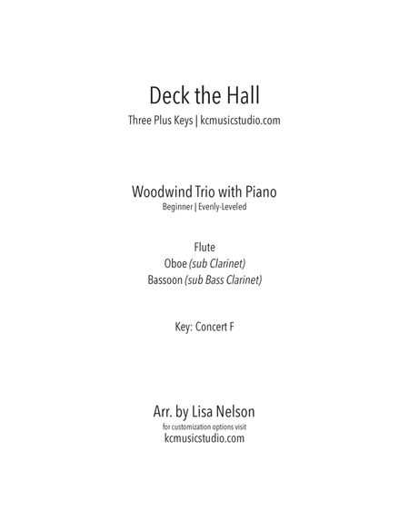Deck the Halls for Woodwind Trio with Piano Accompaniment image number null