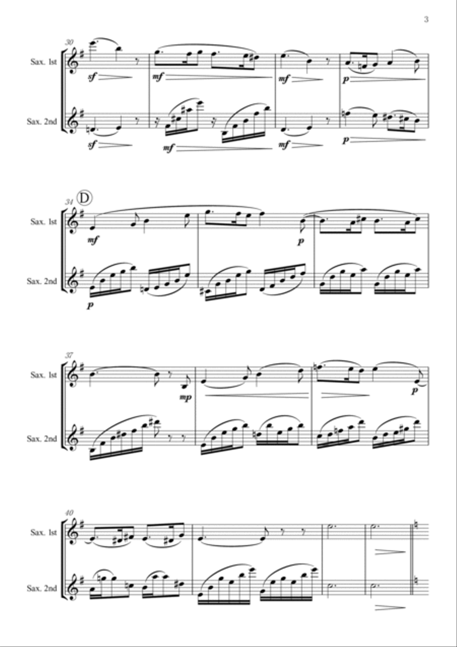 Sicilienne for 2 Saxophones Woodwind Duet scores gallery preview page 3