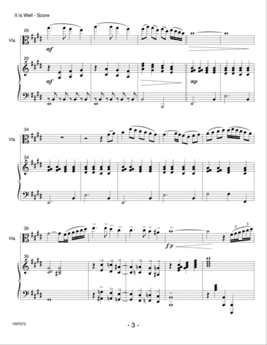 IT IS WELL WITH MY SOUL - Viola Solo with Piano Accompaniment Piano scores gallery preview page 3